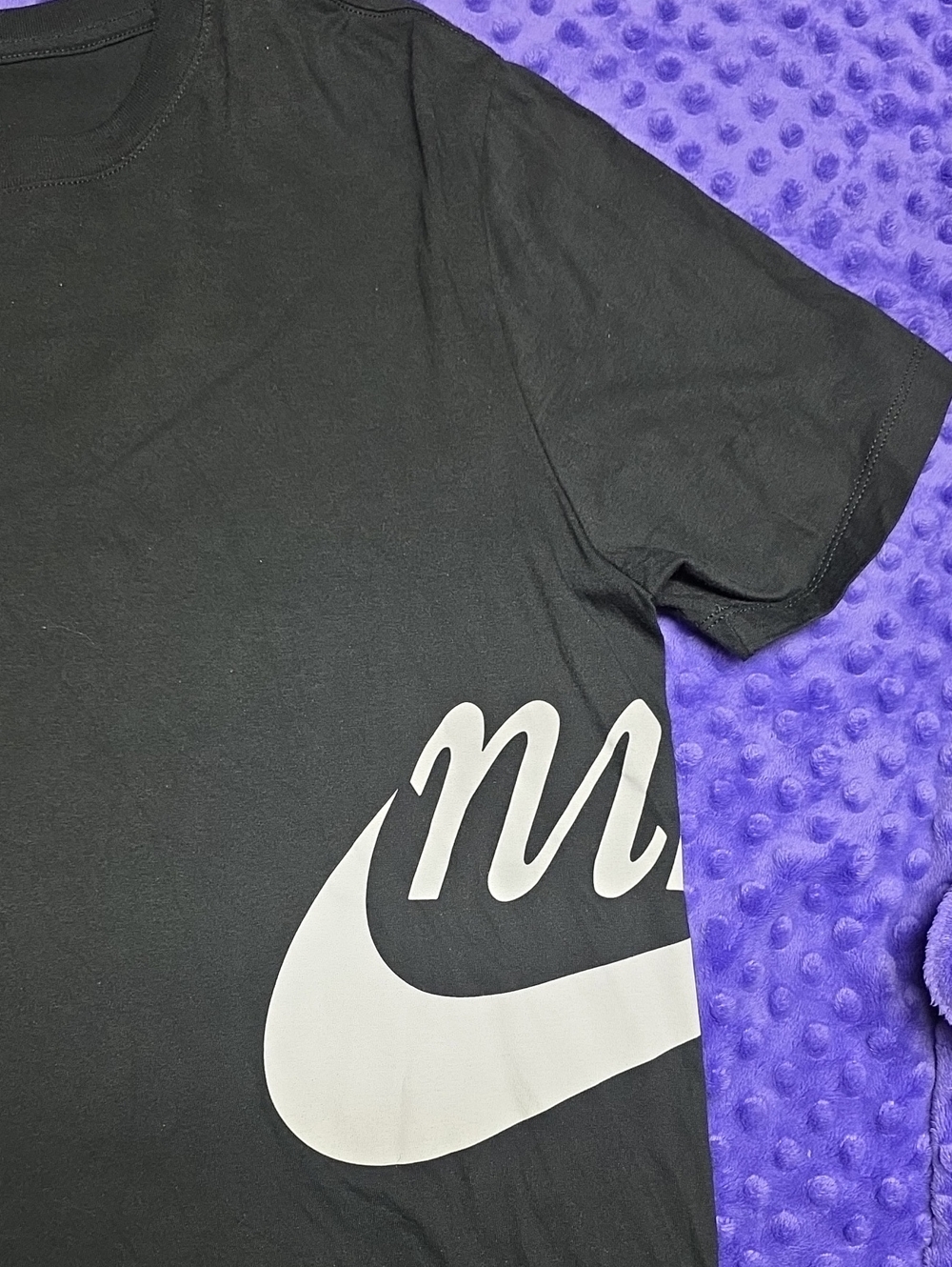 Nike Black Short Sleeve Tee with White Swoosh Script